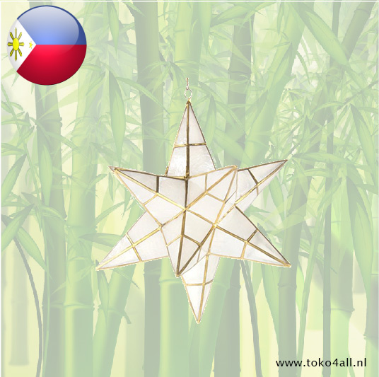 Star from Capiz with gold colored edges 20 cm