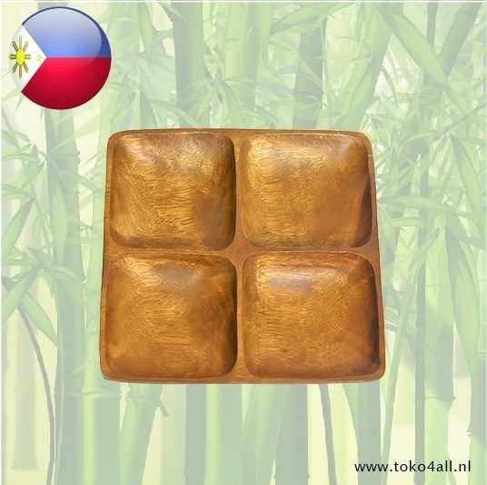 Vierkante Schaal Met 4 Compartimenten 25 X 25 X 3 Cm Toko 4 All vierkante-schaal-met-4-compartimenten-25-x-25-x-3-cm-toko-4-all