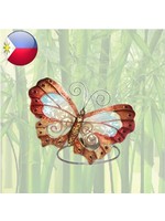 Butterfly tea light holder made of metal with mother-of-pearl 16x14cm