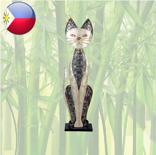 Metal cat with mother-of-pearl 56x18cm