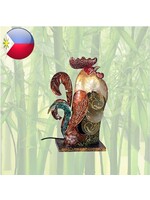 Metal rooster lamp with mother-of-pearl 30x26cm