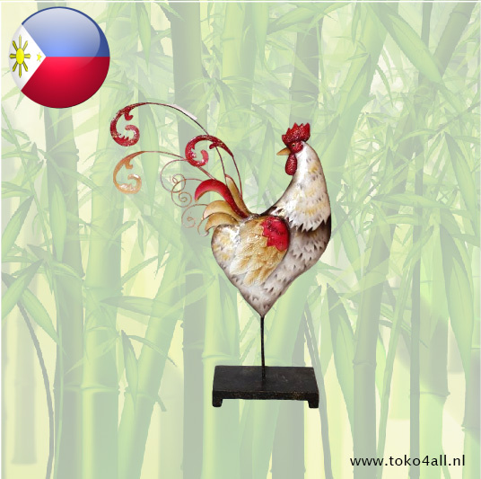 Rooster made of metal with mother-of-pearl 42x30cm