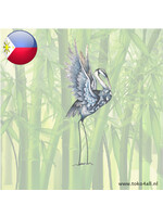 Whooping Crane from metal with mother-of-pearl 71x29cm