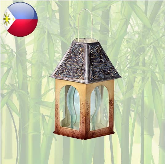 Metal lantern with mother-of-pearl 27x16cm