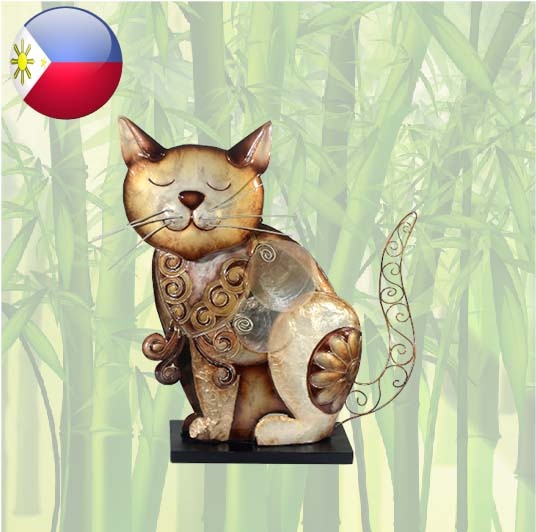 Metal cat lamp with mother-of-pearl 34x32cm