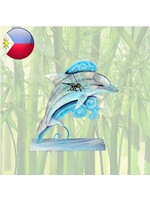 Metal dolphin clock with mother-of-pearl 28x17cm