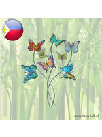 Metal wall decoration featuring 8 butterflies on a branch 73x50cm