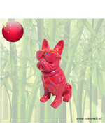 Evergreen Pink modern bulldog with glasses 120 x 90 x 180 mm