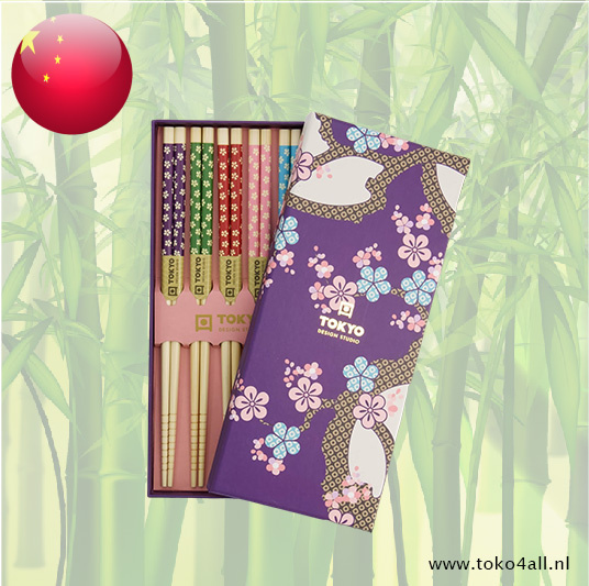 Decorative Chopsticks set of 5 pcs Blue Sakura 22 cm