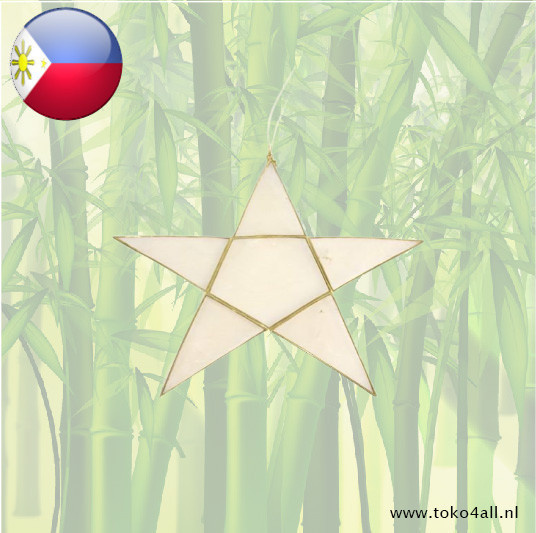 Kinta Flat white capiz star with gold-colored edges 17 cm
