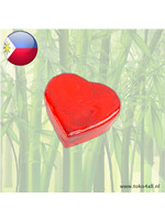 Kinta Doosje van capiz hartvormig 6 cm rood