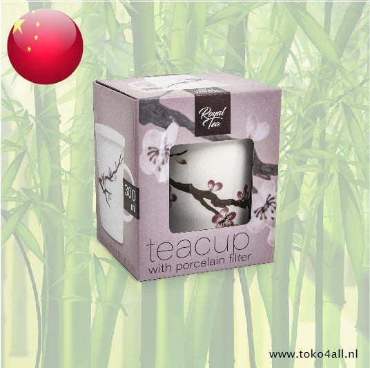 Thee beker Sakura met porseleinen filter 300 ml