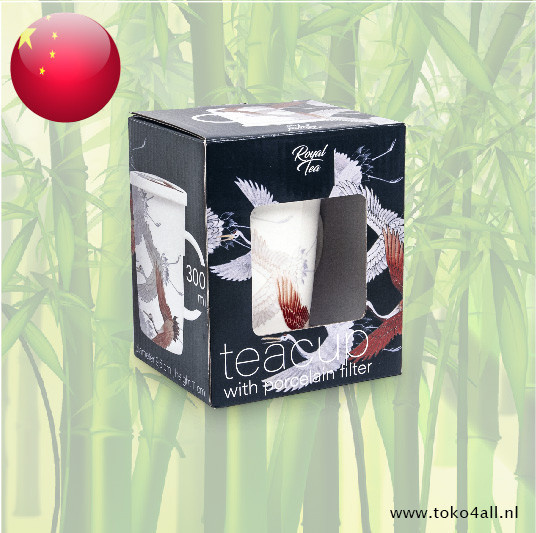 Thee beker Kraanvogel met porseleinen filter 300 ml