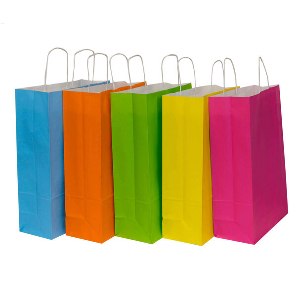 Sofort lieferbar 50x Papiertüten sortiert in fröhlichen Farben 25x11x32cm