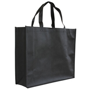 10x Shopper Schwarz Non woven 42x12x35cm