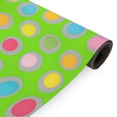 Geschenkpapier Grün + mehrfarbige Punkte 50cm x 200mtr