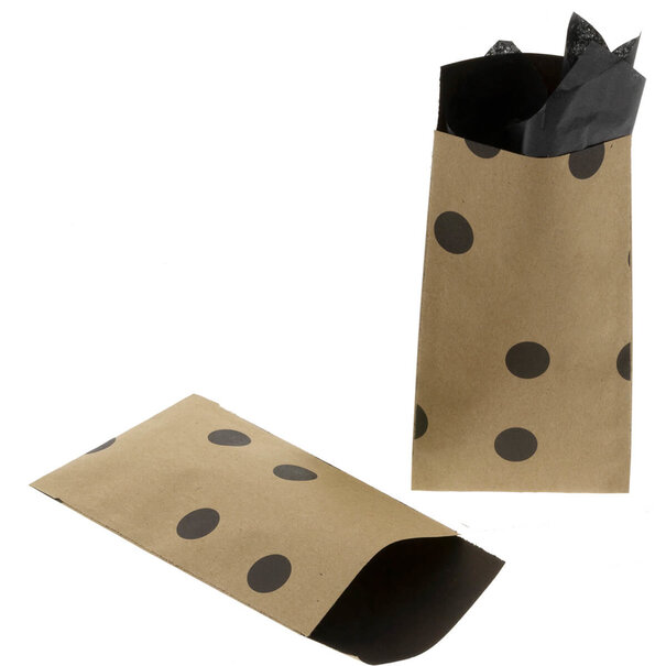 Sofort lieferbar 200x Papiertüten Braun Kraftpapier Punkte 7x13cm