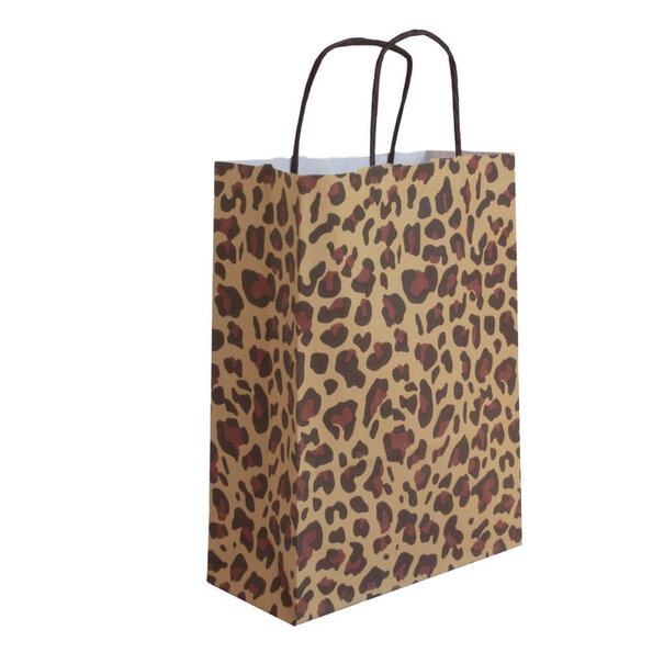 Lieferung aus Vorrat 50x Papiertaschen Leopard Beige A5