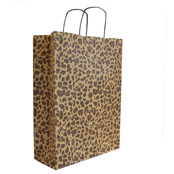 Lieferung aus Vorrat 50x Papiertaschen Leopard Beige A3