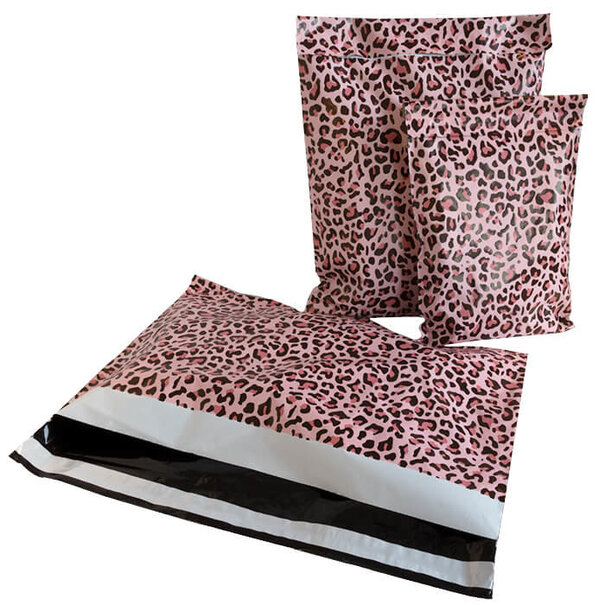 Lieferung aus Vorrat 100x Versandtaschen Leopard Rosa XL Querformat
