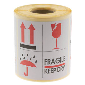 500x Etikett  'Fragile/Keep dry'