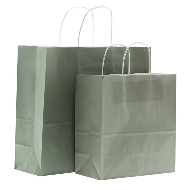 Sofort lieferbar 50x Papiertaschen Graugrün Small
