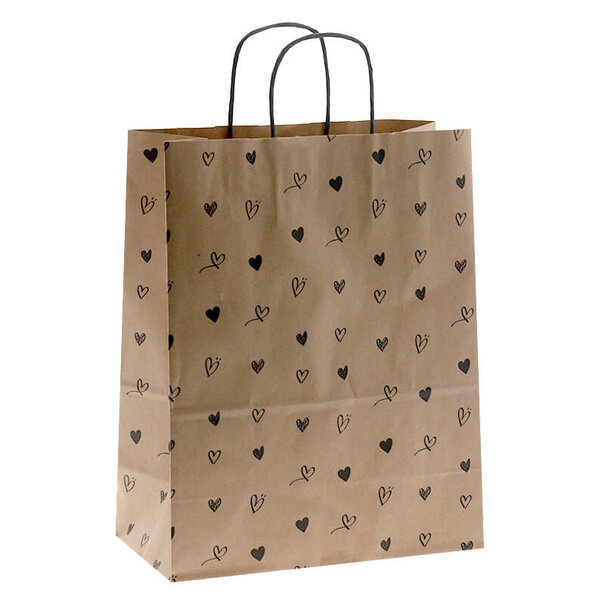 Sofort lieferbar 50x Papiertaschen Braun + Herzen A4