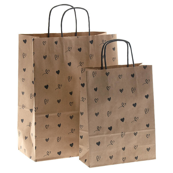 Sofort lieferbar 50x Papiertaschen Braun + Herzen A4