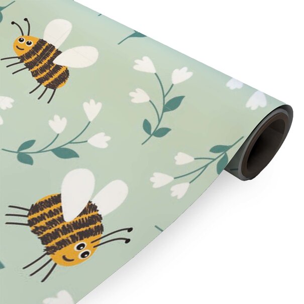 Lieferzeit ca. 5 Werktage Geschenkpapier Blumen Bienen Grün 30cm x 150mtr