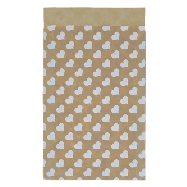Sofort lieferbar 200 x Papiertüten Braun mit weißen Herzen 12x19cm