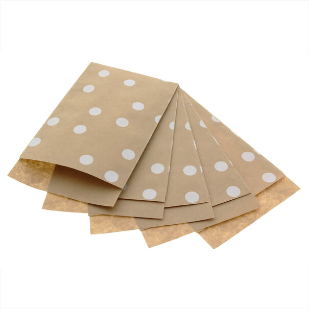 Sofort lieferbar 200 x Papiertüten Braun mit weißen Punkten 12x19cm
