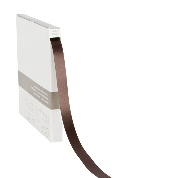 Sofort lieferbar Farbband Satin Dunkelbraun MEDIUM (15mm x 100m)