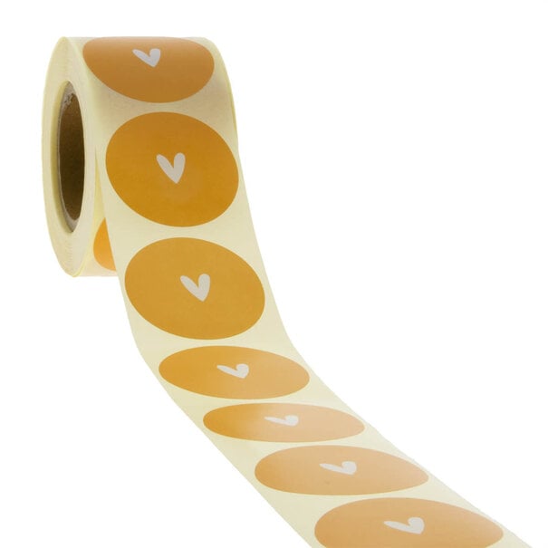 Sofort lieferbar 500x Aufkleber 'Herz' Ockergelb 40mm