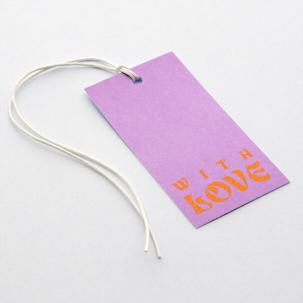 Sofort lieferbar 50x Geschenkanhänger 'With love' Lila-Orange