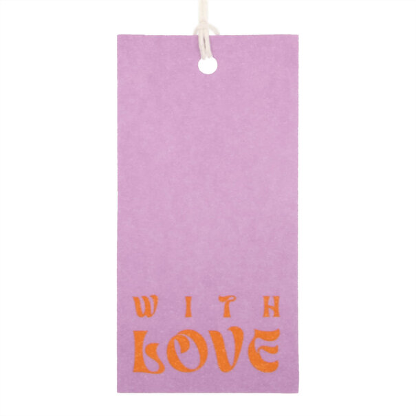 Lieferung aus Vorrat 50x Geschenkanhänger 'With love' Lila-Orange