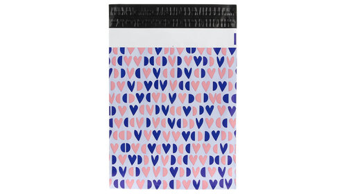 100x Versandtaschen Happy Hearts Medium Rückgabeverschluss