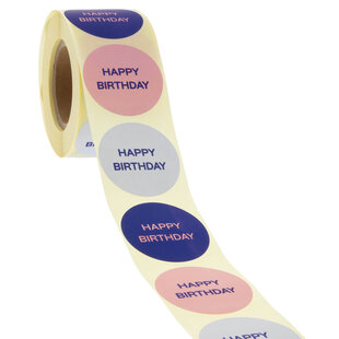 500x Aufkleber 'Happy Birthday' sortiert 40mm