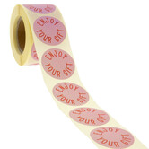500x Aufkleber 'Enjoy your gift' Rosa 40mm