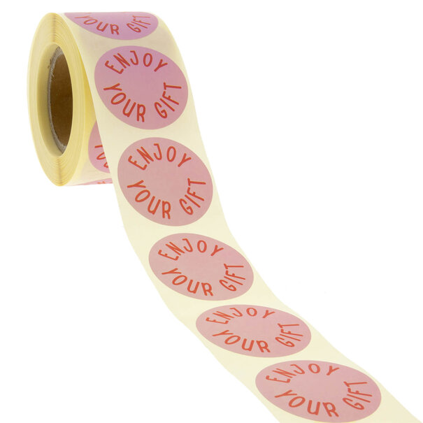 Sofort lieferbar 500x Aufkleber 'Enjoy your gift' Rosa 40mm