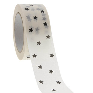Papierband 'Stars' Weiß-Schwarz 50mmx50mtr