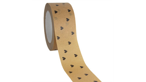 Papierband 'Hearts' Braun-Schwarz 50mmx50mtr
