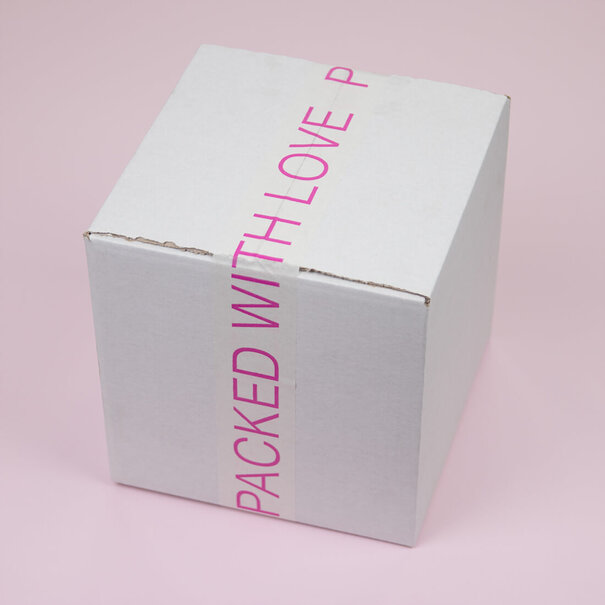 Lieferung aus Vorrat Papierband 'Packed with love' Weiß 50mmx50mtr