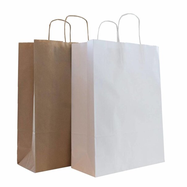 Sofort lieferbar 50x Papiertüten 32+12x41cm mit gedrehtem Griff