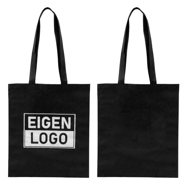 Lieferzeit ca.10 Werktage Tasche Druck Schwarz Non Woven 38x44 + 2x4cm - Express