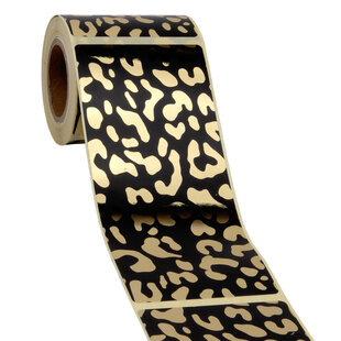 100x Verschlussaufkleber Leopard Schwarz-Gold