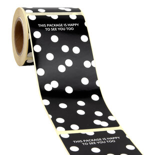 100x Verschlussaufkleber Dots Schwarz-Weiß