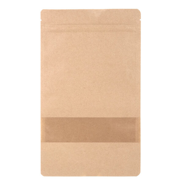 Sofort lieferbar 100x Standbodenbeutel mit Fenster Braun 16x27cm