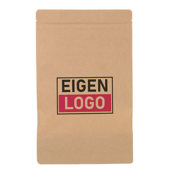Lieferzeit ca. 5 Werktage Standbodenbeutel bedrucken - Braun mit Fenster 18x29cm