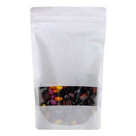 100x Standbodenbeutel mit Fenster Weiß 18x29cm