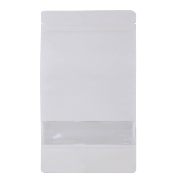 Sofort lieferbar 100x Standbodenbeutel mit Fenster Weiß 16x27cm